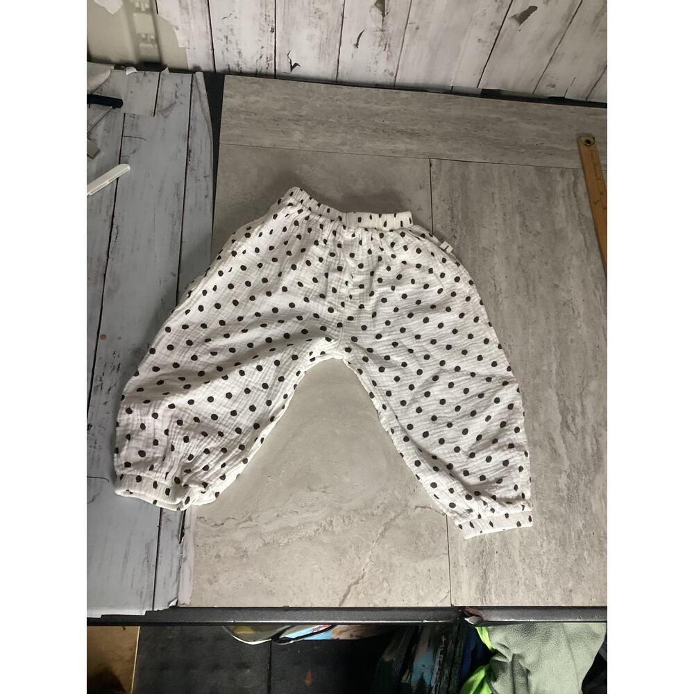 Angou Girls White Polka Dot Pants with Cargo Pocket 3-4 Years
